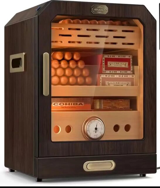 Arcanum Cabinet – Illuminated Cedar Humidor with Magnetic Glass Door