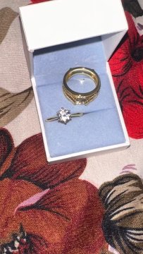 925 Sterling Silver Yellow K Gold Rings for Women Round AAAAA Cubic Zircon Engagement Ring Enhancer Bridal Set review