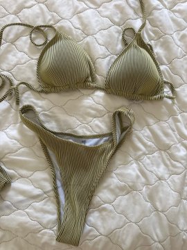 New With Skirt Ribbed Halter Bikini Female Swimsuit Women Swimwear Three-pieces Bikini set review