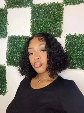 Curly Short Bob Wigs 13x4 Lace Frontal Human Hair Wigs 4x4 Closure Wigs Lace Closure HD Transparent Lace Front Wigs Curly review