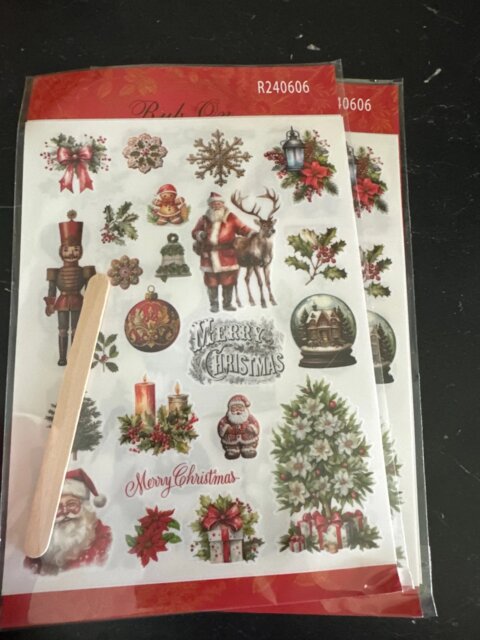 Vintage Christmas Rub-On Stickers