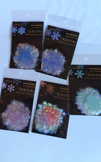 Shanbu 20 pièces/sac vent neige autocollant PET Laser adhésif Collage déco main compte esthétique plume papeterie autocollant Scrapbooking