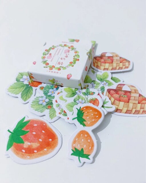 Strawberry-Themed Sticker Set