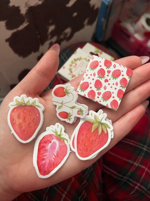 Strawberry-Themed Sticker Set