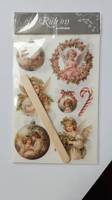 Vintage Christmas Angels & Santa Rub-On Transfer Stickers
