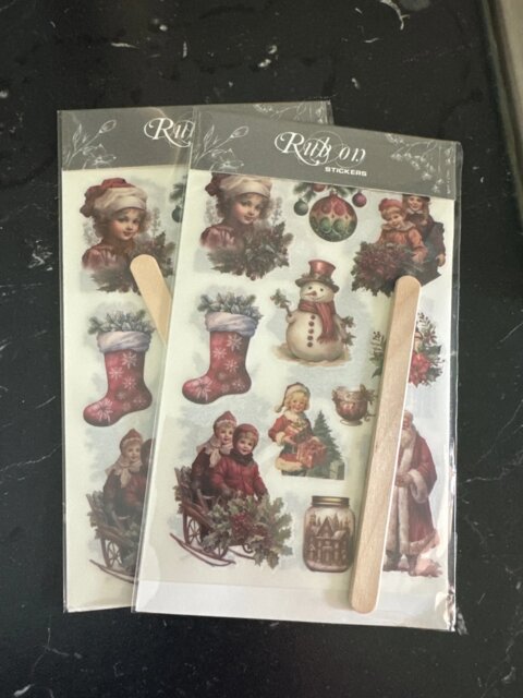 Vintage Christmas Angels & Santa Rub-On Transfer Stickers