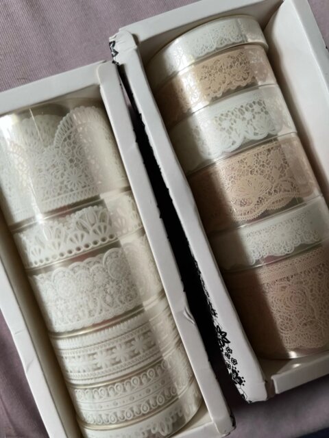 Ensemble de rubans Washi en PET à motif dentelle vintage