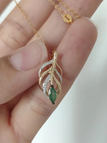 Palm Leaf Emerald Pendant