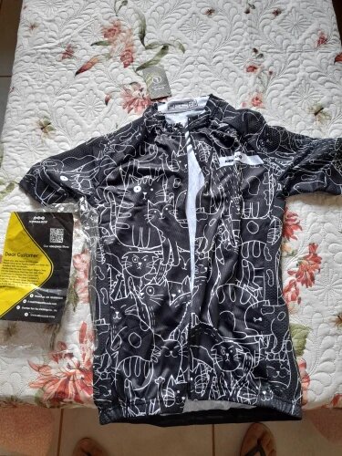 KEMALOCE White Cartoon Cat Cycling Jersey