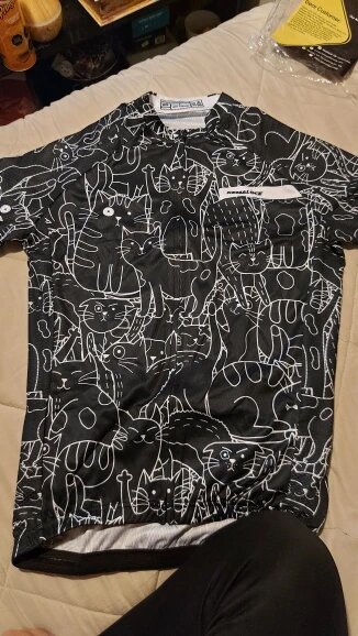 KEMALOCE White Cartoon Cat Cycling Jersey