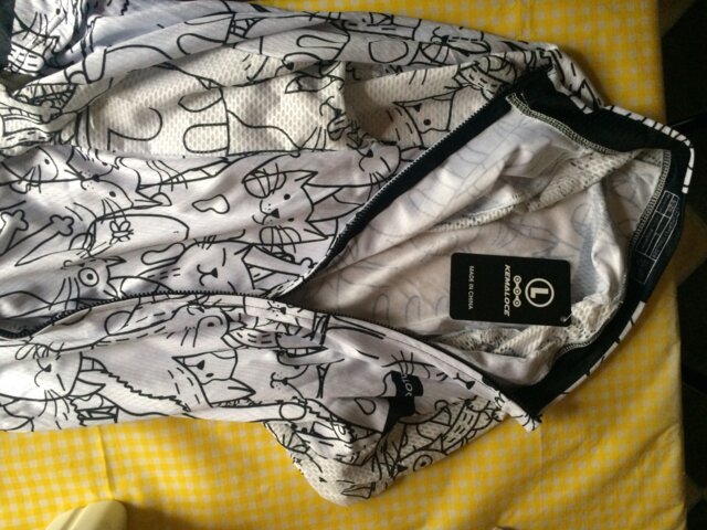 KEMALOCE White Cartoon Cat Cycling Jersey