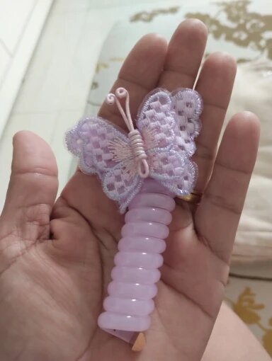 1PC New Lovely Embroidered Butterfly Elastic Spiral Hair Rope Head Rope Ponytail Hair Ring Rubber Band Headdress For Kids