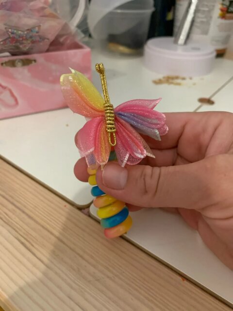 1PC New Lovely Embroidered Butterfly Elastic Spiral Hair Rope Head Rope Ponytail Hair Ring Rubber Band Headdress For Kids