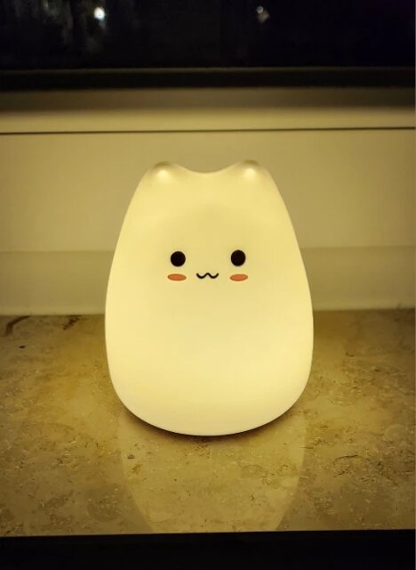 Mini Kawaii Popular Cat Baby Night Lamp 7-color Bedroom Bedside Nightlight