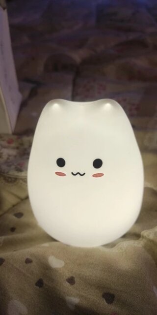 Mini Kawaii Popular Cat Baby Night Lamp 7-color Bedroom Bedside Nightlight