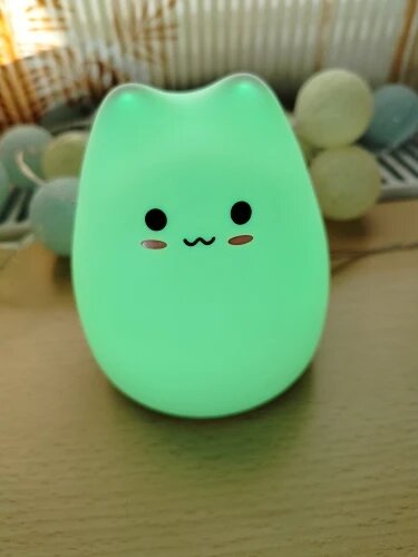 Mini Kawaii Popular Cat Baby Night Lamp 7-color Bedroom Bedside Nightlight