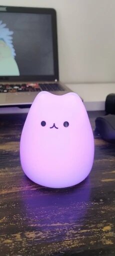 Mini Kawaii Popular Cat Baby Night Lamp 7-color Bedroom Bedside Nightlight