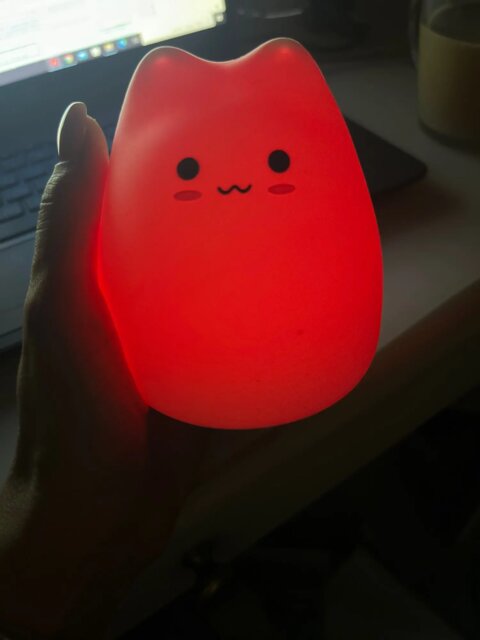 Mini Kawaii Popular Cat Baby Night Lamp 7-color Bedroom Bedside Nightlight