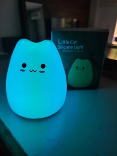 Mini Kawaii Popular Cat Baby Night Lamp 7-color Bedroom Bedside Nightlight
