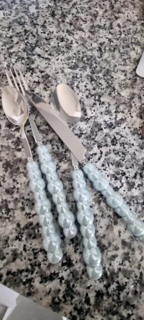 Couverts en inox chic perlé, 4 pièces