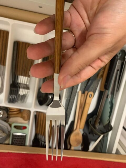 Ensemble de couverts en inox, et bois,12 pièces.